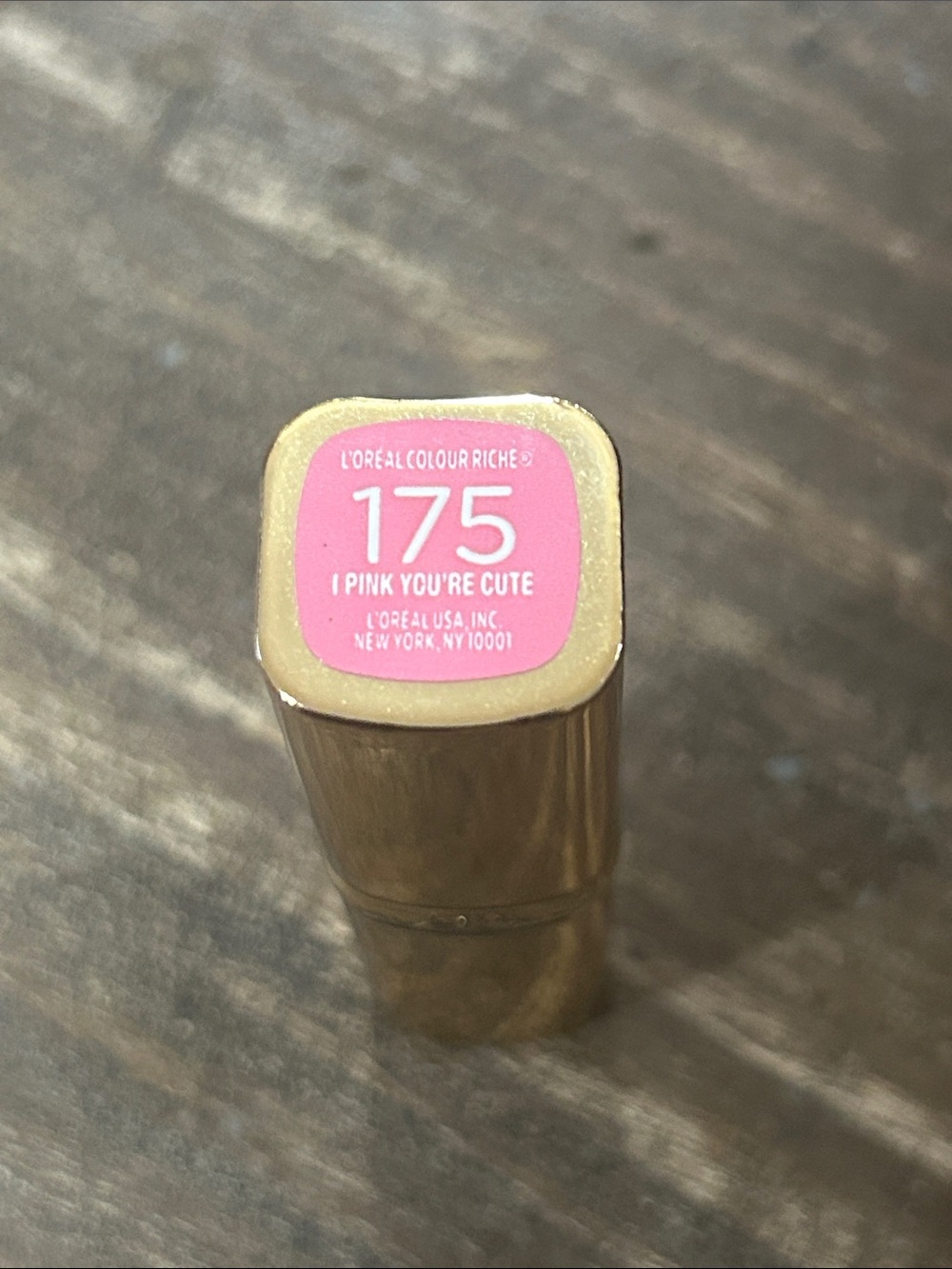 L'Oreal Gold Tone Lipstick Case - I Pink You’re Cute 175